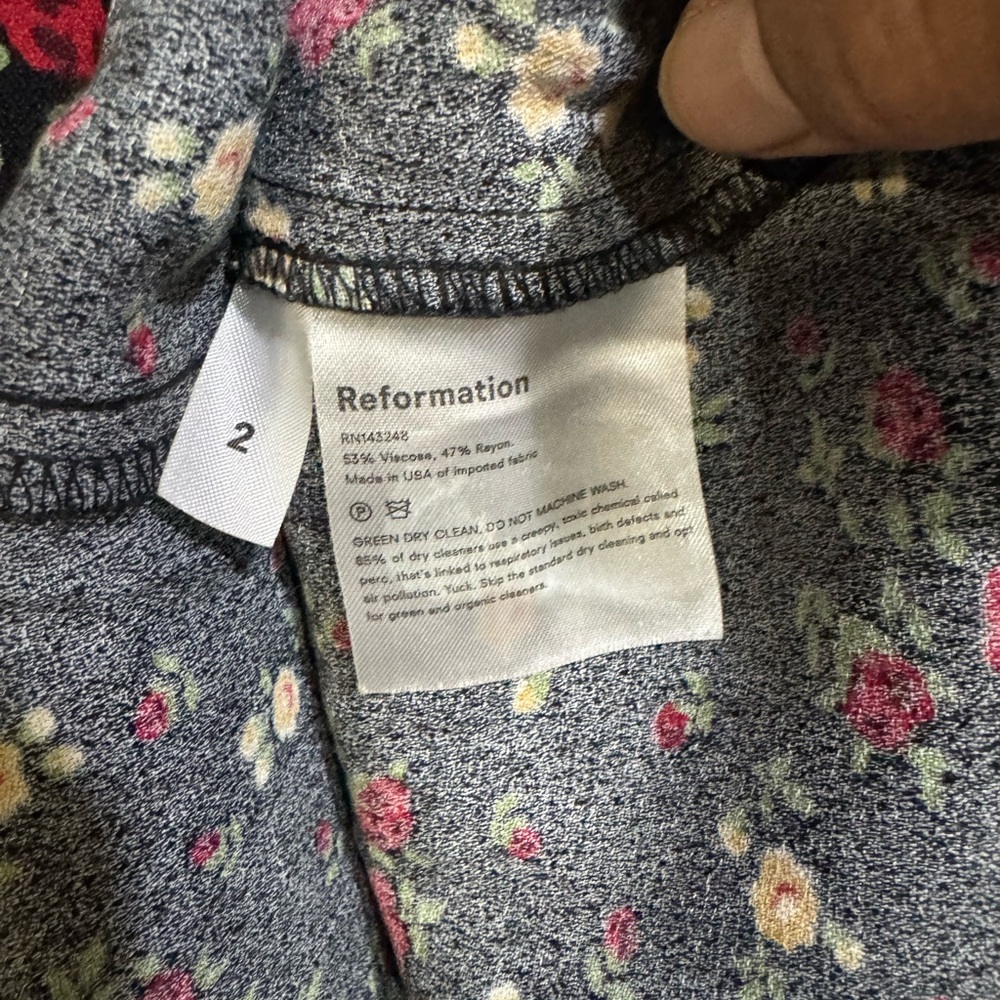 Reformation Black Floral Square-Neck Mini Dress - Picture 9 of 9